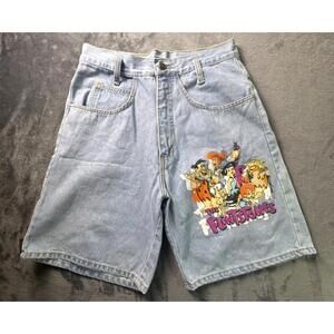 Vintage Jerry Leigh Flintstones Denim Jean High Waisted Shorts 1994 Fred Wilma